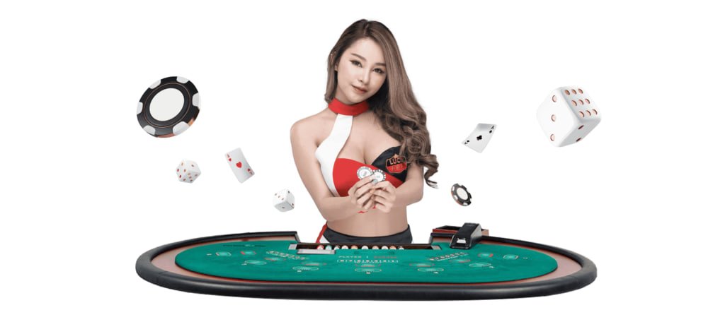 luckyjackpot Live Casino Baccarat ဂိမ်းစားပွဲ နှင့် Dealer တိုက်ရိုက်ကစားနေသည့် မြင်ကွင်း