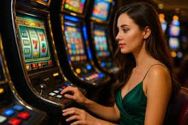 luckyjackpot စလော့ဂိမ်း Jackpot နှင့် Reels လှည့်နေသည့် Slot Machine မြင်ကွင်း